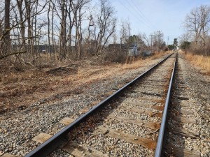 Looking north with old spur on the left.