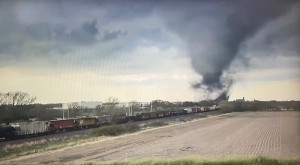 View of Westbound(?) UP train from U.S. 6